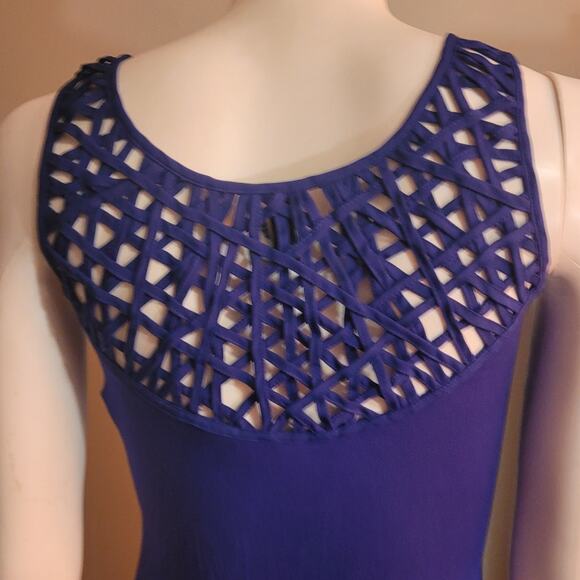 Guess by Marciano Cobalt Blue Crochet Maxi Tank Dress Sz XS Beachy Nautical - Picture 4 of 11